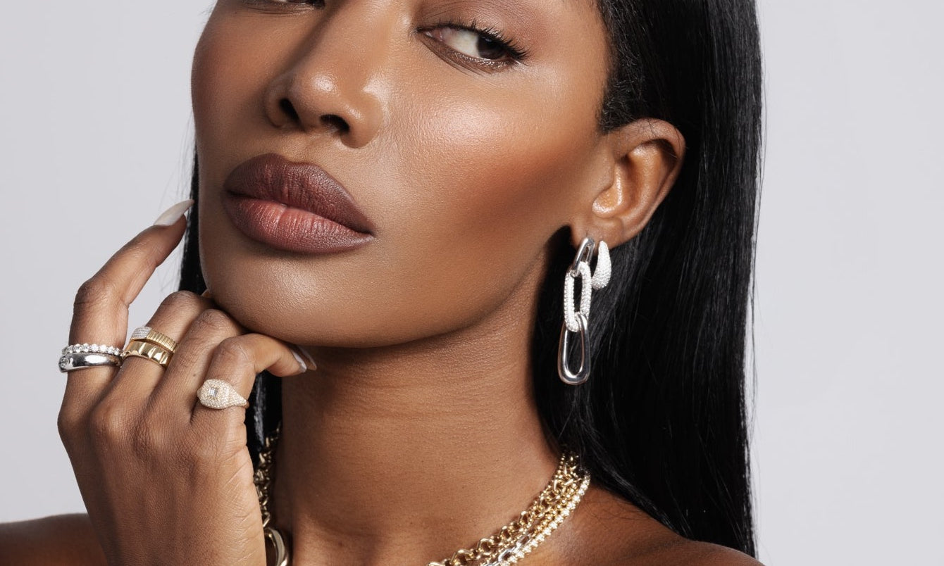 Gold Diamond Paperclip Drop Earring by Monisha Fine Jewelry