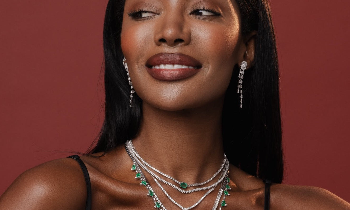 Gold Diamond Octagon Drop Earring by Monisha Melwani Fine Jewelry