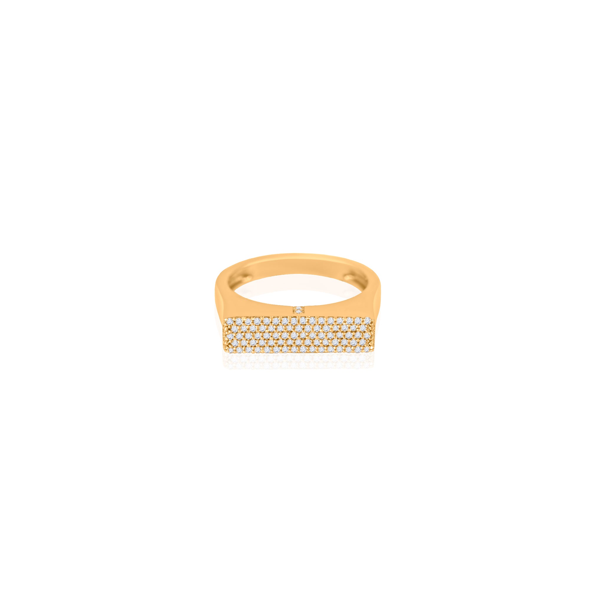 Gold Pave Diamond Bar Pinky Ring