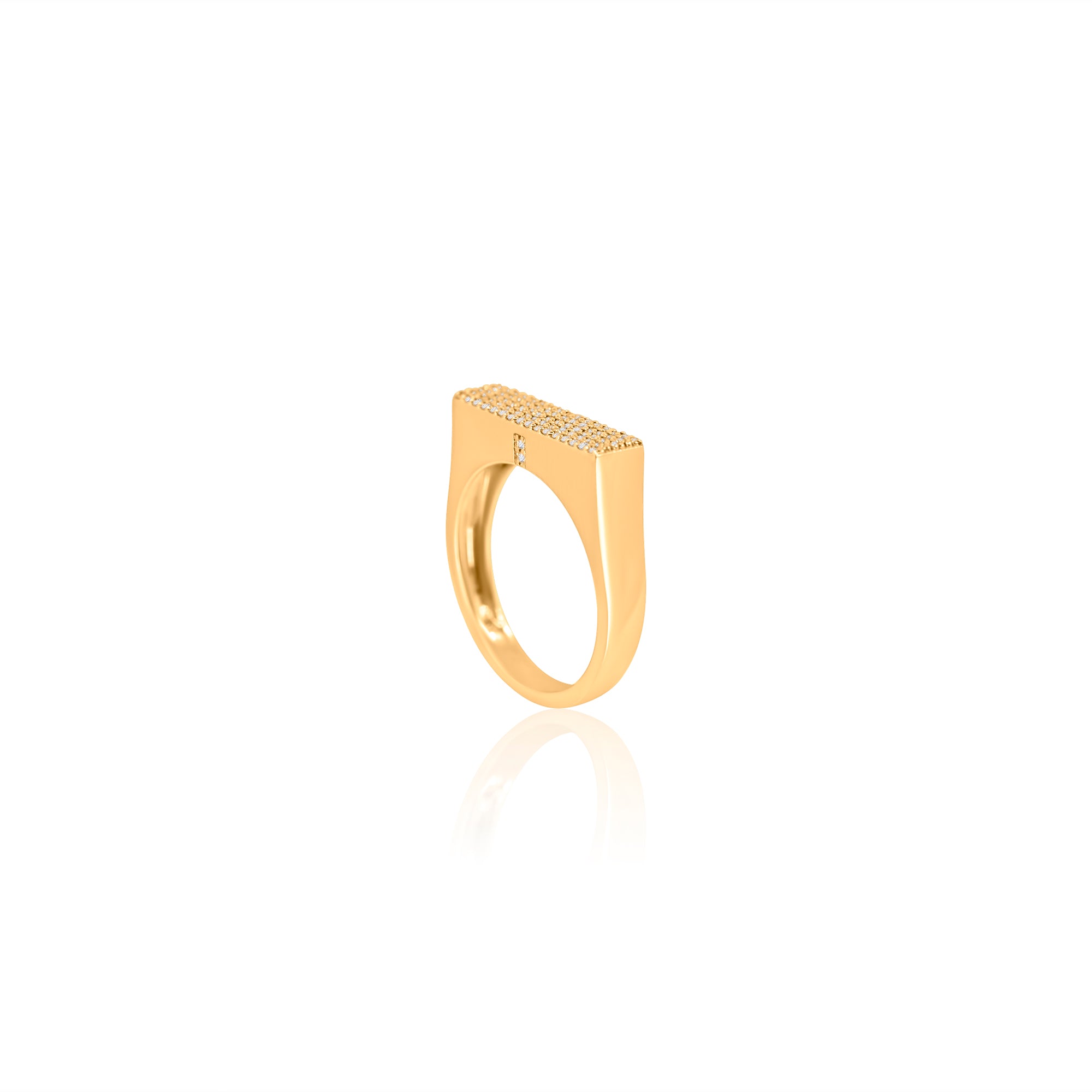 Gold Pave Diamond Bar Pinky Ring