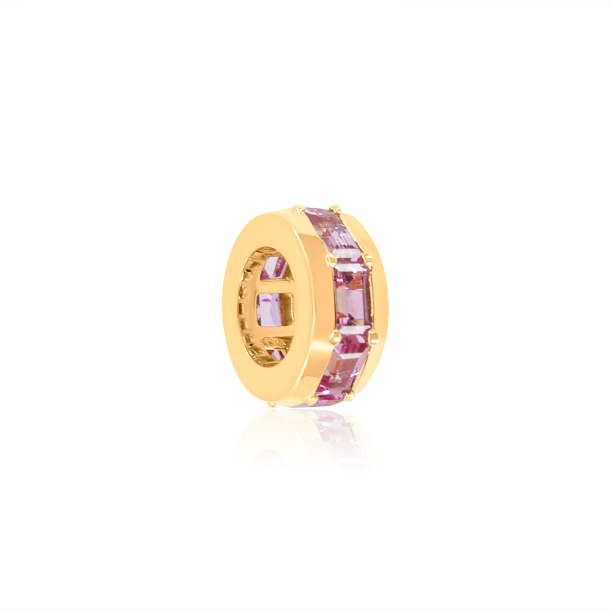 Gold Pink Sapphire Round Spacer