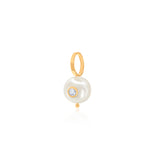 Gold Diamond Pearl Charm Pendant