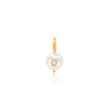 Gold Diamond Pearl Charm Pendant