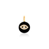 Gold Diamond Black Onyx Evil Eye Charm Pendant