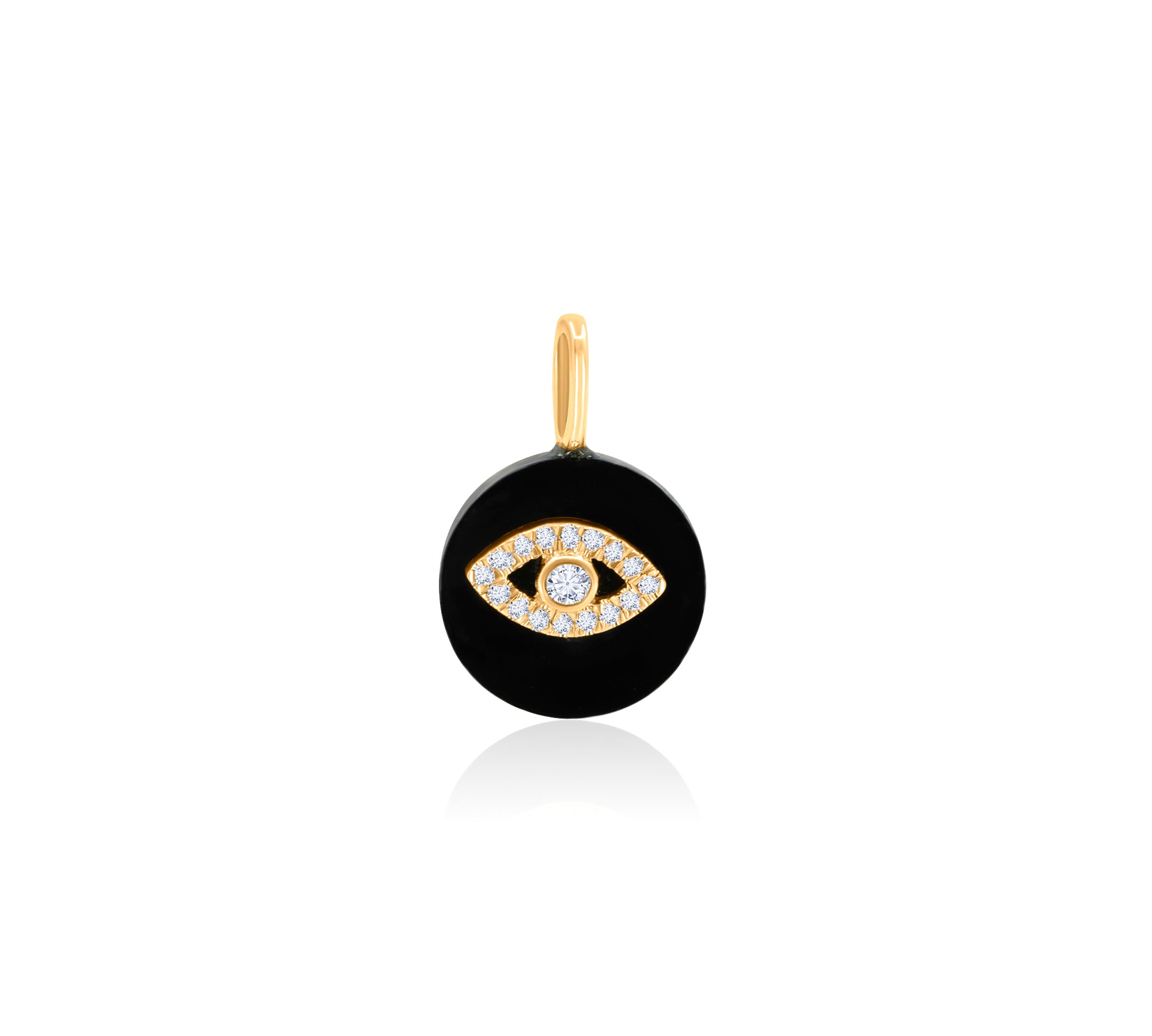 Gold Diamond Black Onyx Evil Eye Charm Pendant