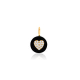 Gold Diamond Black Onyx Heart Charm Pendant