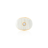 Gold Diamond Mother Of Pearl Fluted Dome Ring
