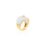 Gold Diamond Mother Of Pearl Fluted Dome Ring