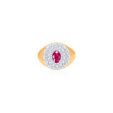 Gold Diamond Ruby Dome Ring