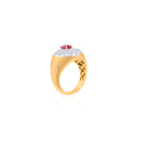 Gold Diamond Ruby Dome Ring