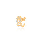 Gold Lab Grown Multi Shape Bezel Half Hoop Earrings