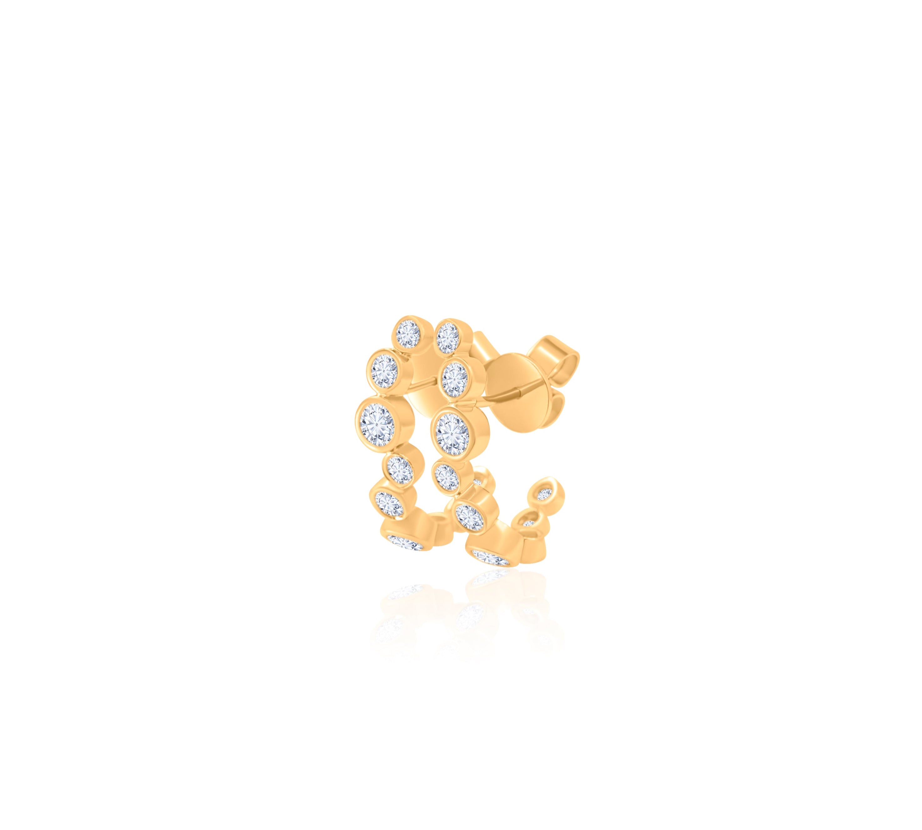 Gold Lab Grown Multi Shape Bezel Half Hoop Earrings