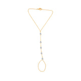 Gold Lab Grown Pear Hand Chain Bracelet