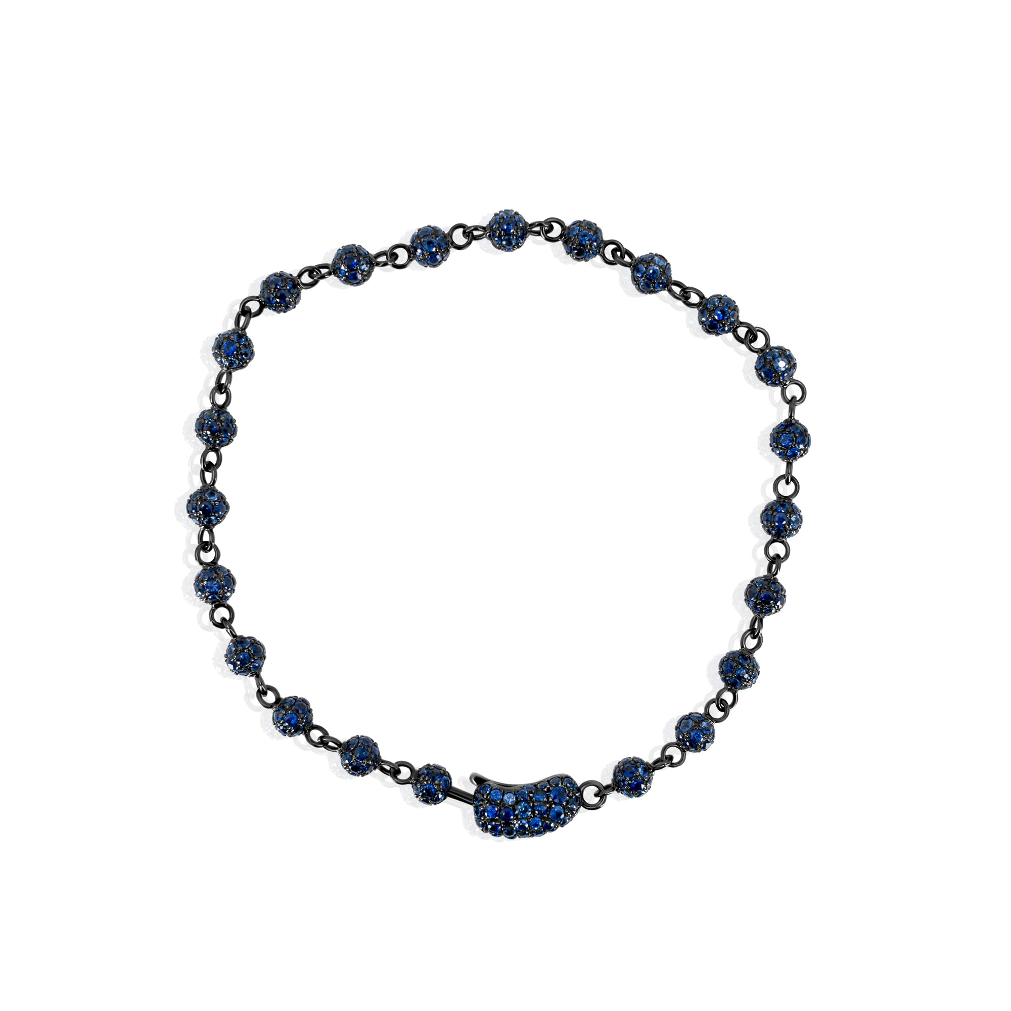 Gold Blue Sapphire Spaced Ball Bracelet