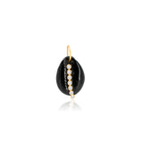 Gold Diamond Black Onyx Cowrie Shell Pendant