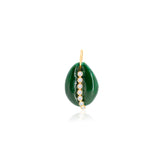 Gold Diamond Green Cowrie Shell Pendant