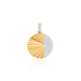 Gold Pave Diamond Fluted Round Pendant