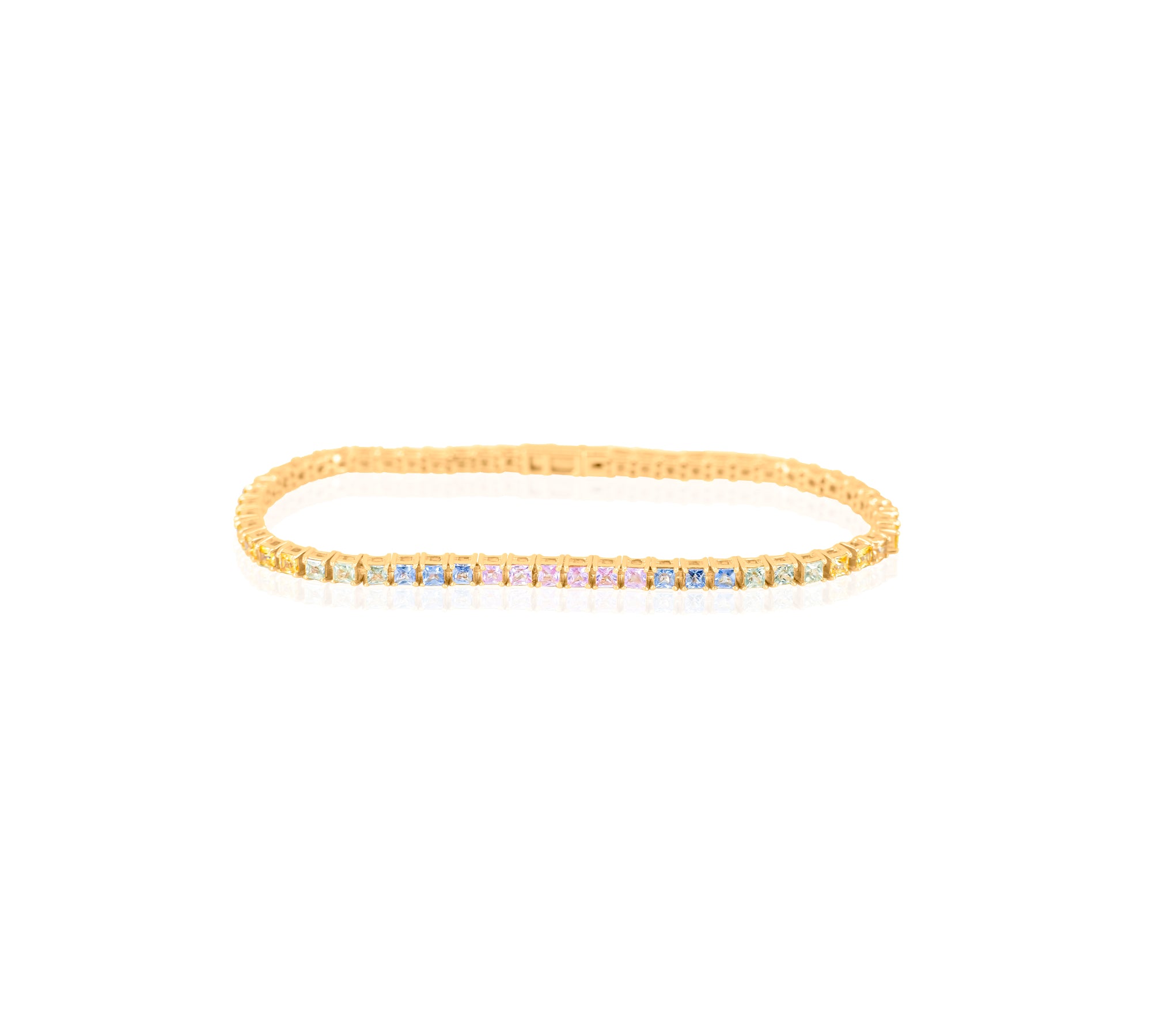 Gold Multi Sapphire Tennis Bracelet