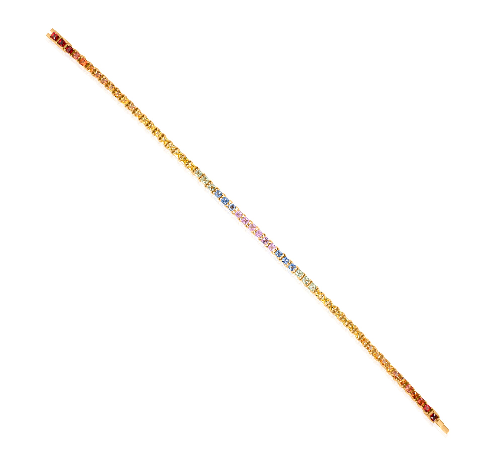 Gold Multi Sapphire Tennis Bracelet