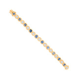 Gold Diamond Blue Sapphire Square Bezel Bracelet
