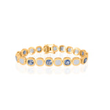 Gold Diamond Blue Sapphire Square Bezel Bracelet