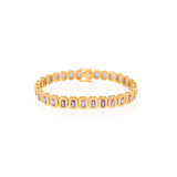 Gold Pink Sapphire Rectangle Bezel Bracelet