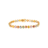Gold Multi Sapphire Heart Bezel Bracelet