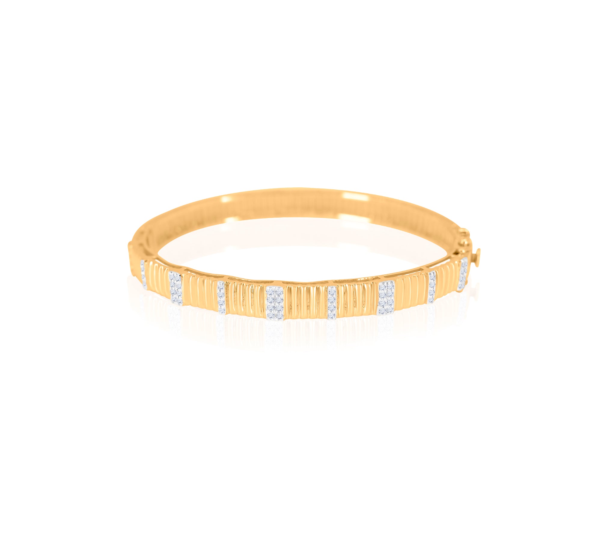 Gold Diamond Fluted Bangle