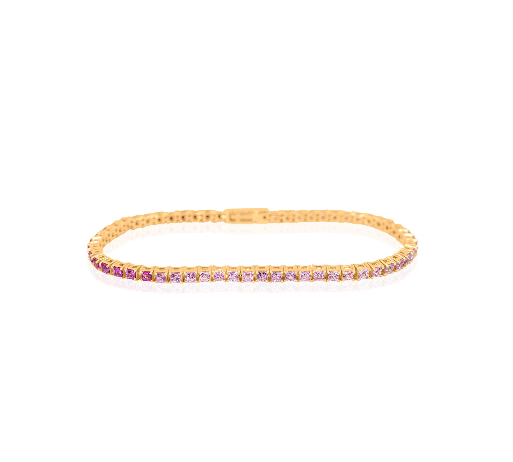 Gold Ombre Pink Sapphire Tennis Bracelet