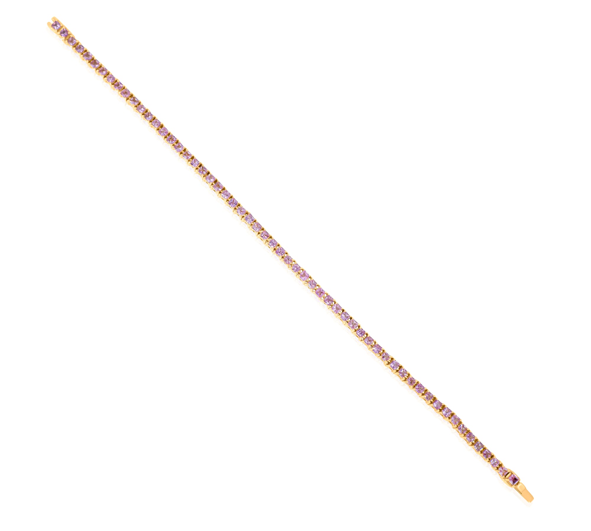 Gold Pink Sapphire Tennis Bracelet