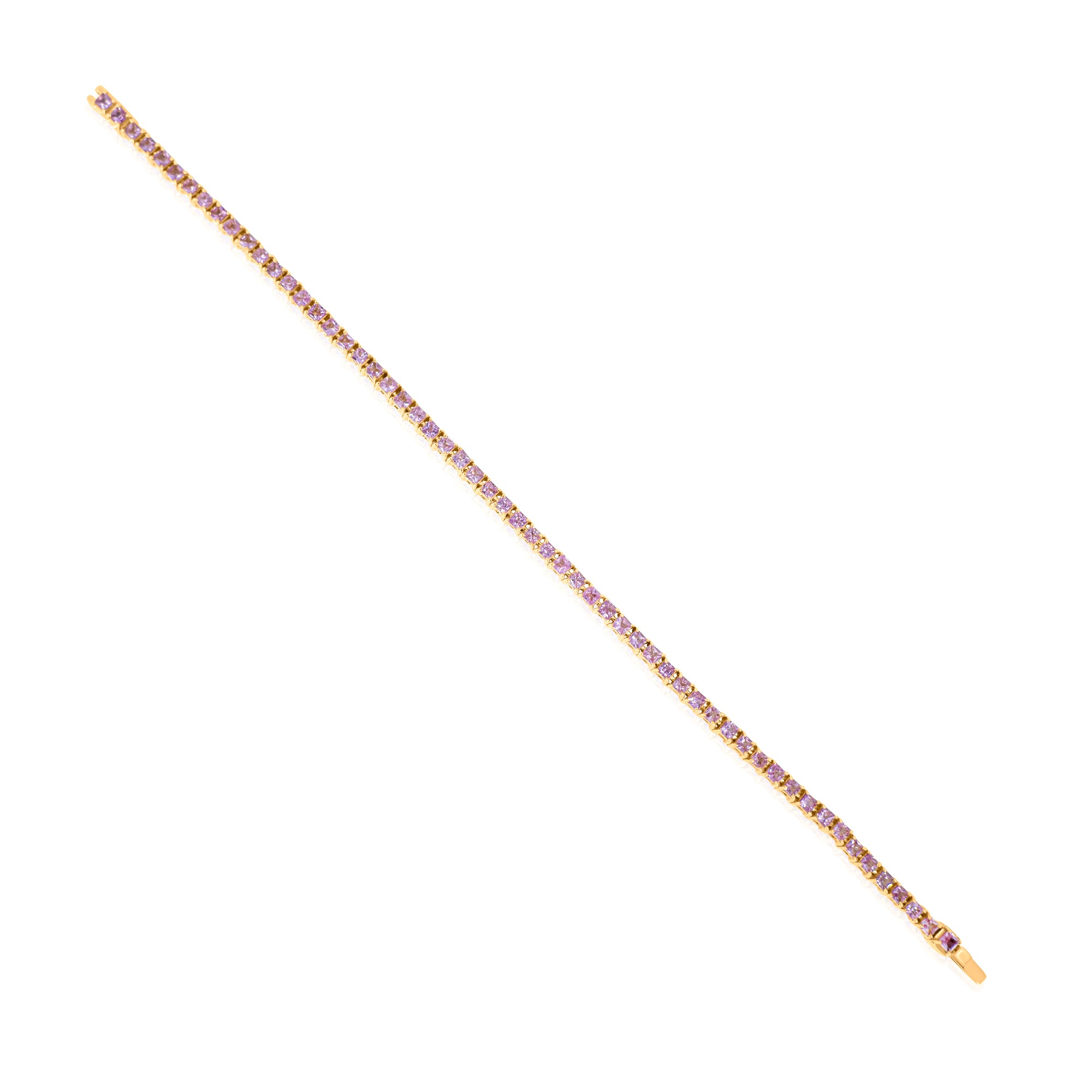 Gold Pink Sapphire Tennis Bracelet