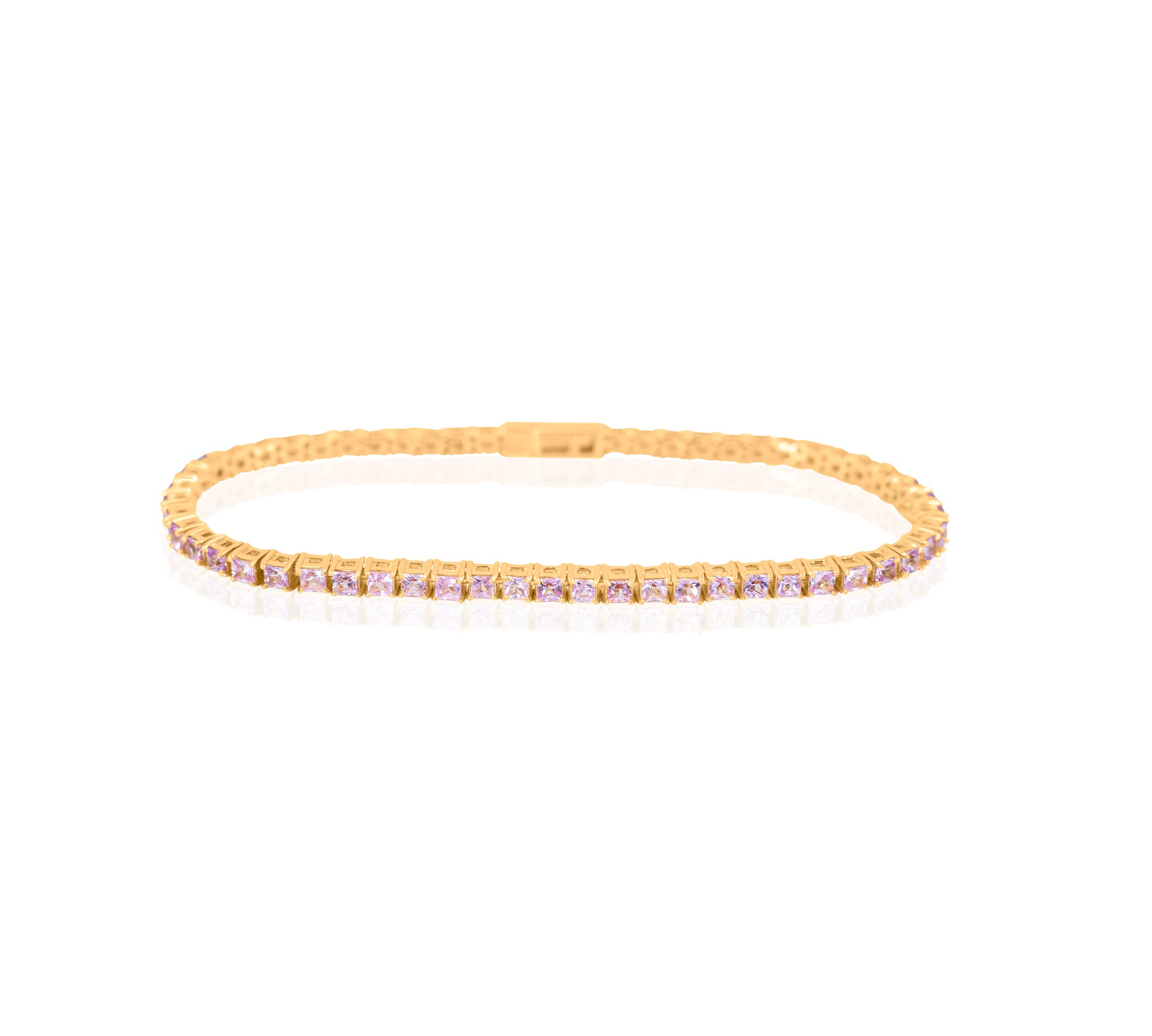 Gold Pink Sapphire Tennis Bracelet