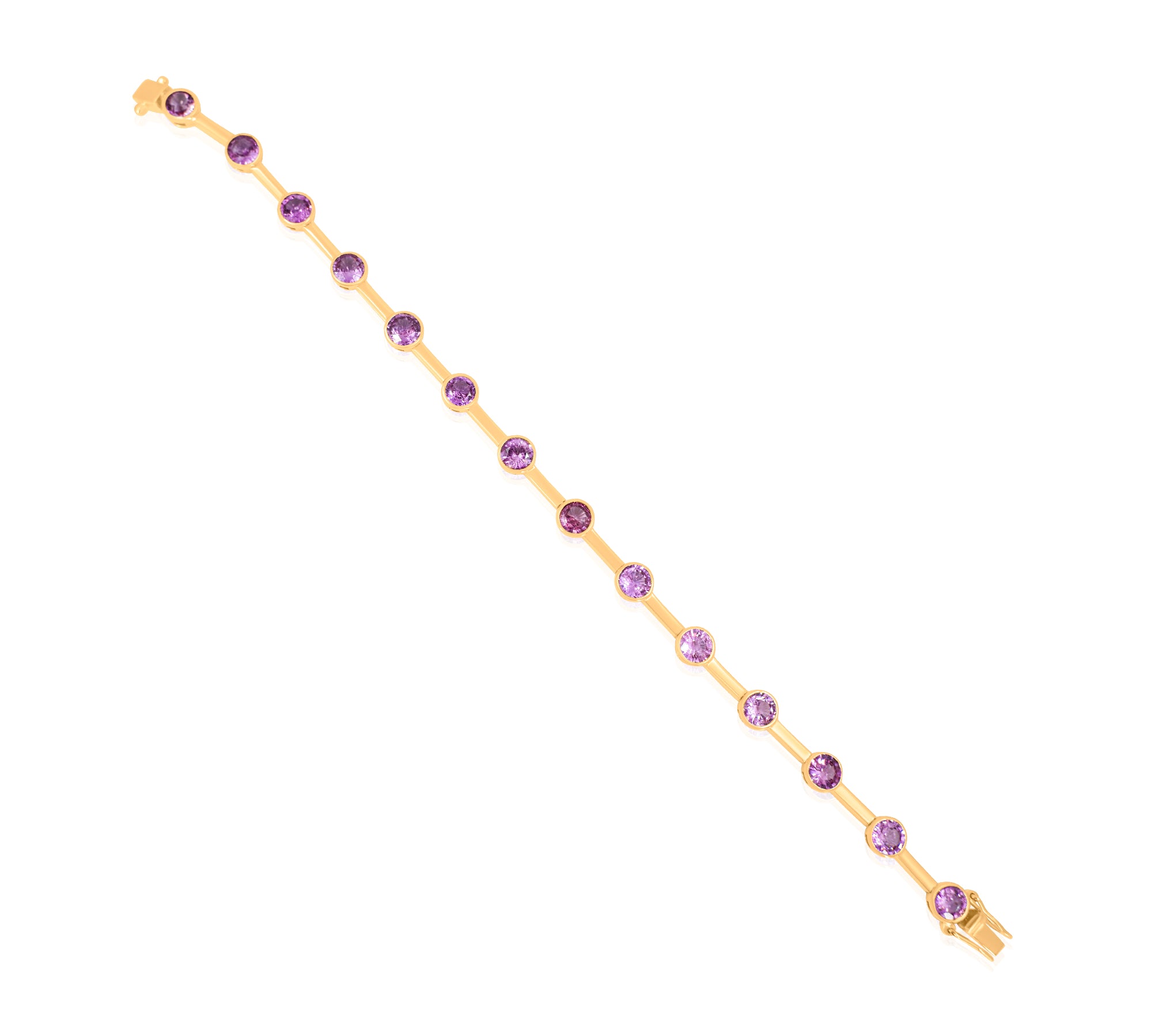 Gold Pink Sapphire Bar Bezel Bracelet