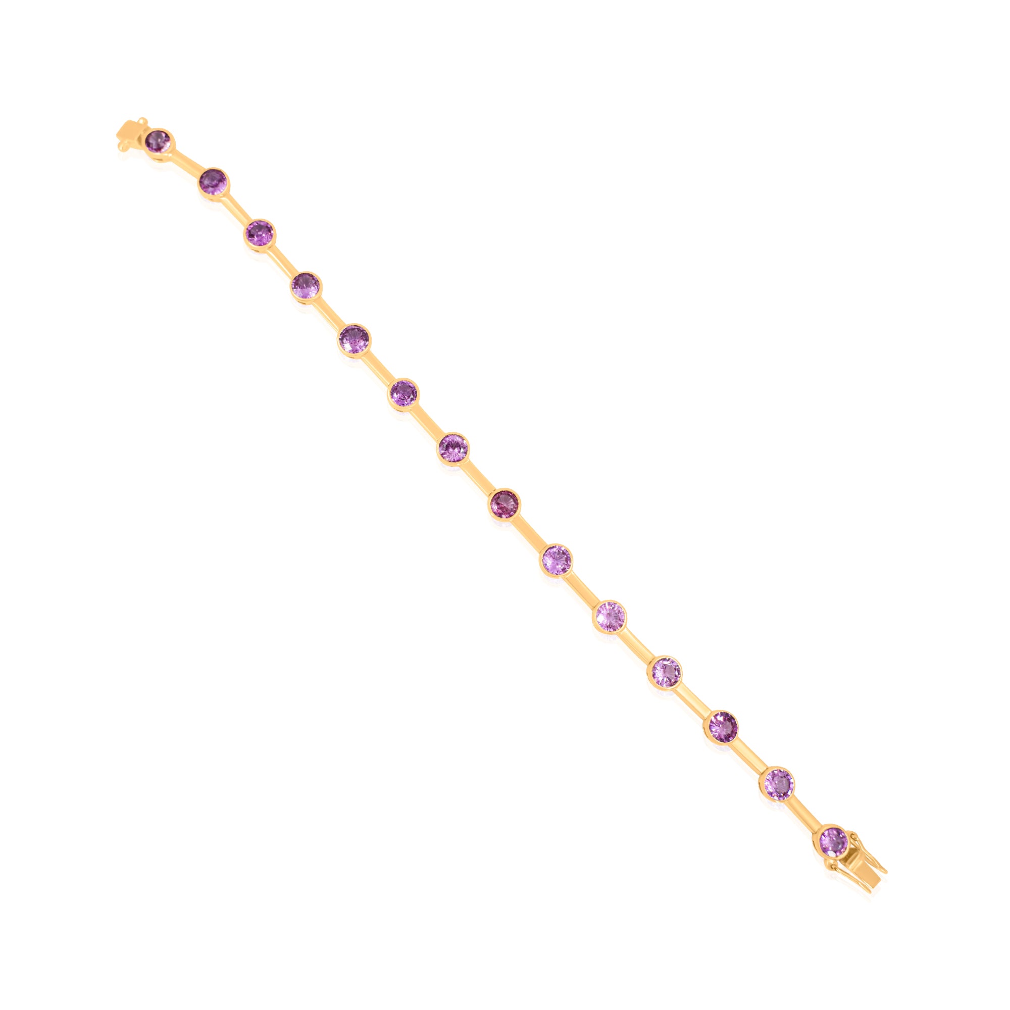 Gold Pink Sapphire Bar Bezel Bracelet