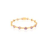 Gold Pink Sapphire Bar Bezel Bracelet