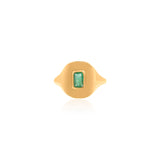 Gold Emerald Rectangle Signet Ring