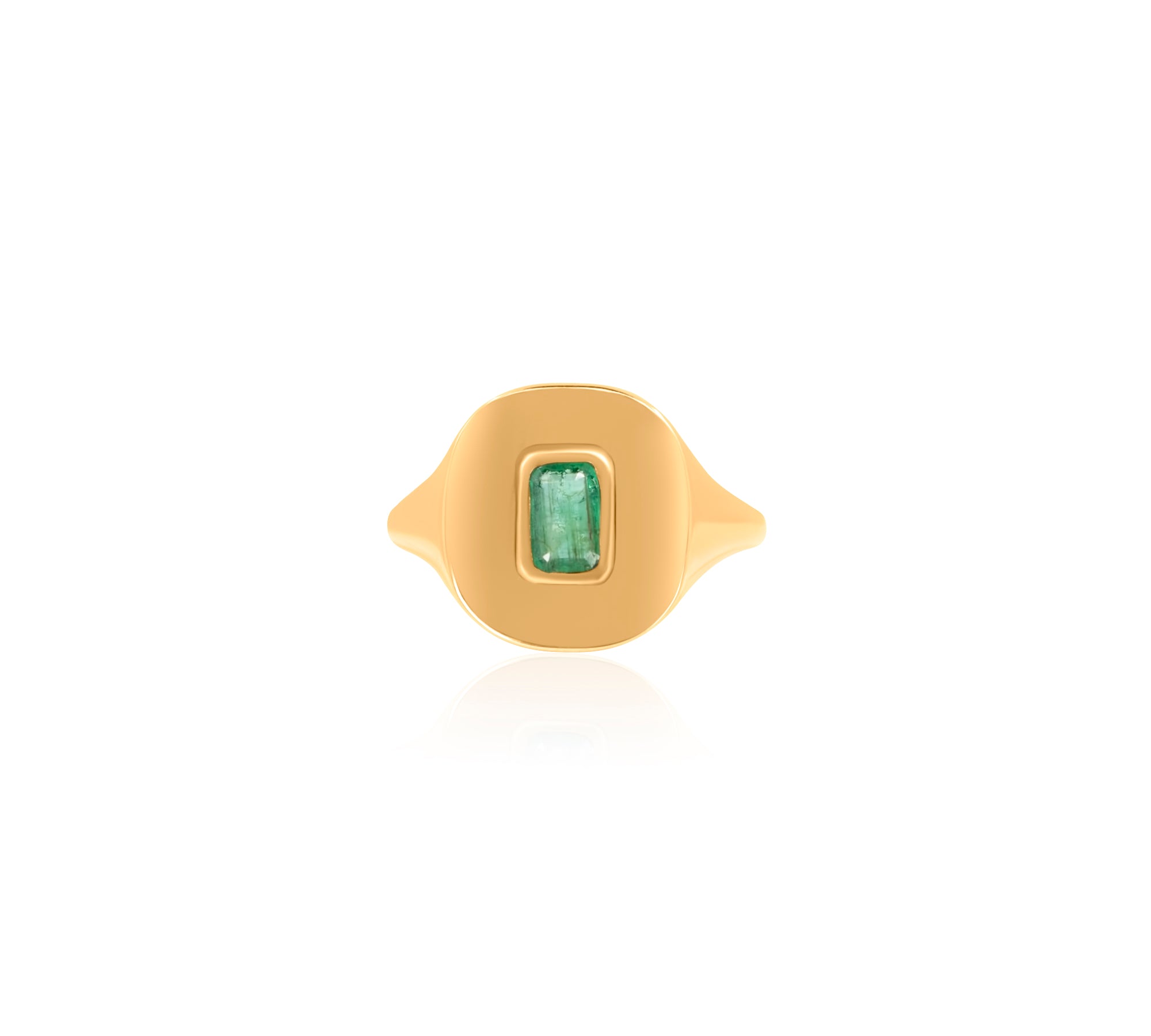 Gold Emerald Rectangle Signet Ring