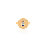 Gold Sapphire Rectangle Signet Ring