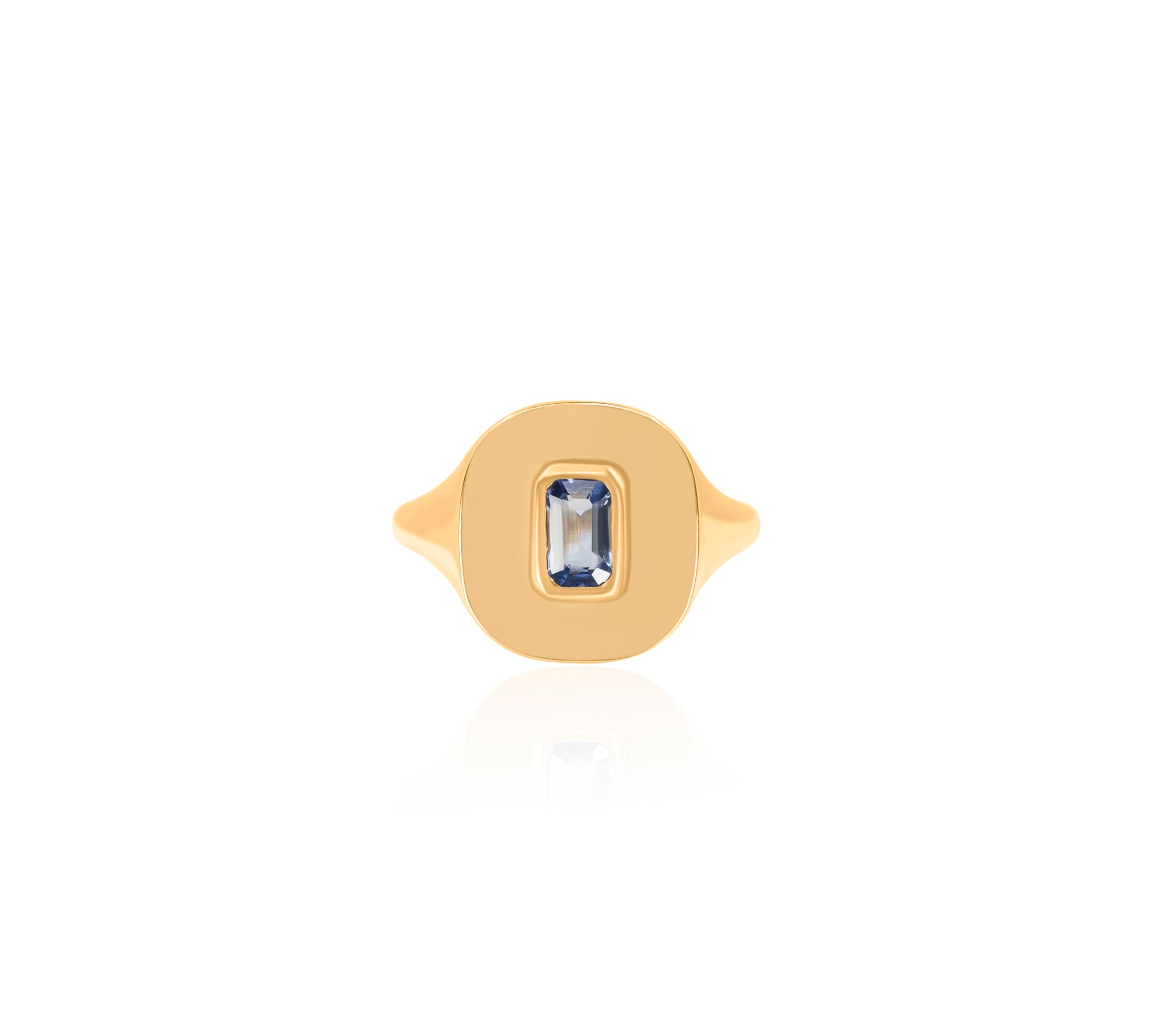 Gold Sapphire Rectangle Signet Ring