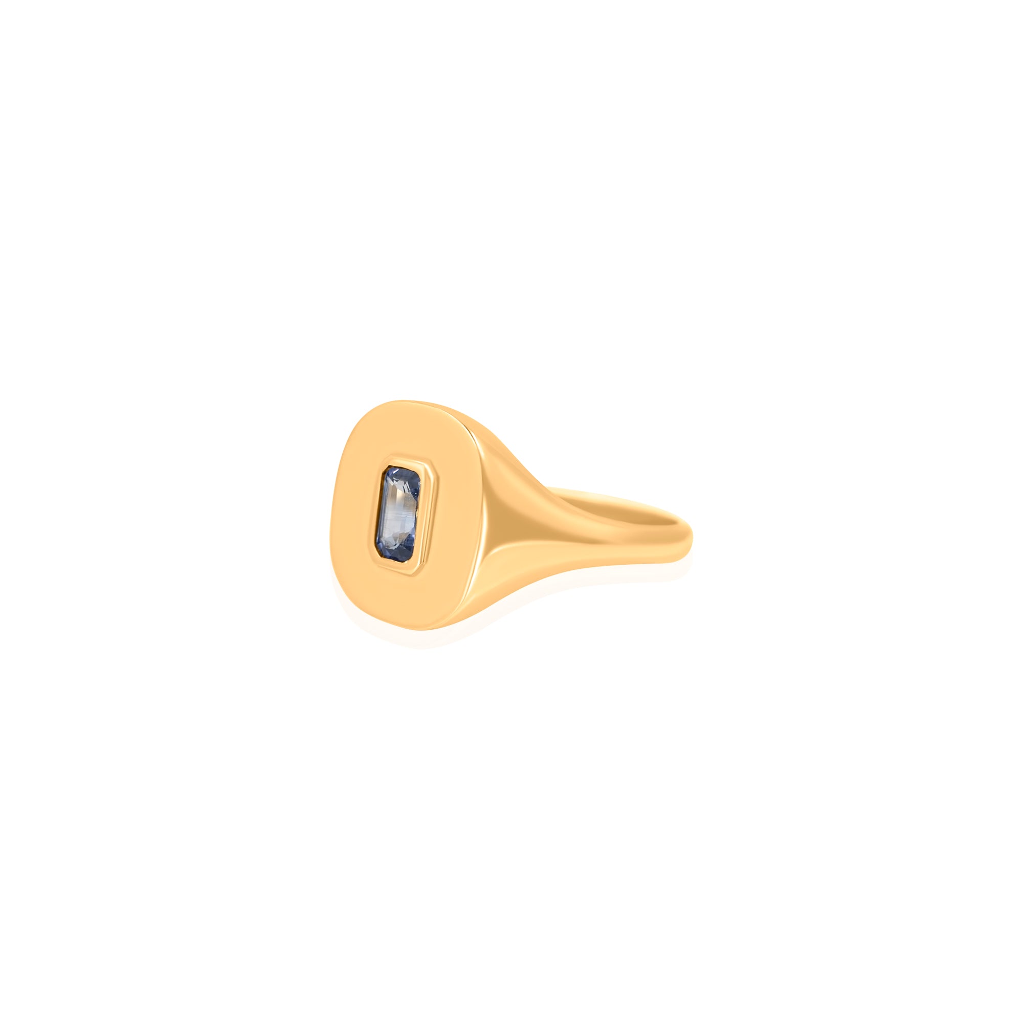 Gold Sapphire Rectangle Signet Ring