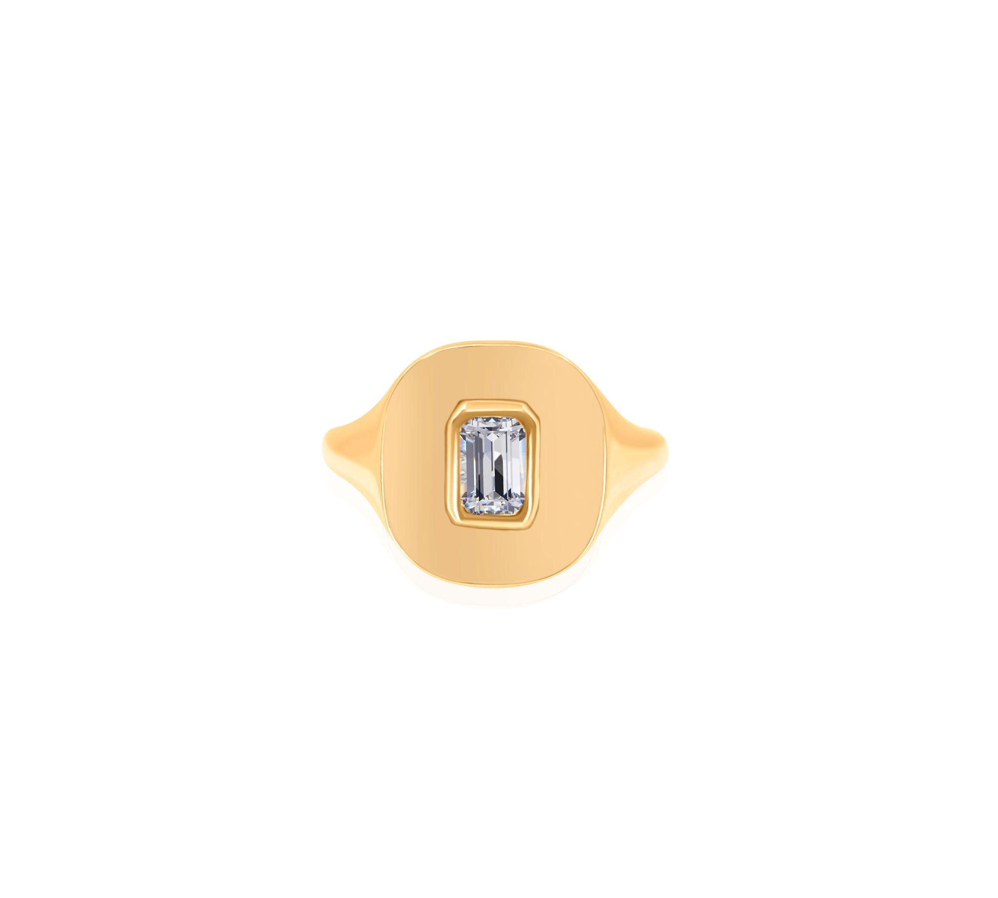 Gold Diamond Rectangle Signet Ring