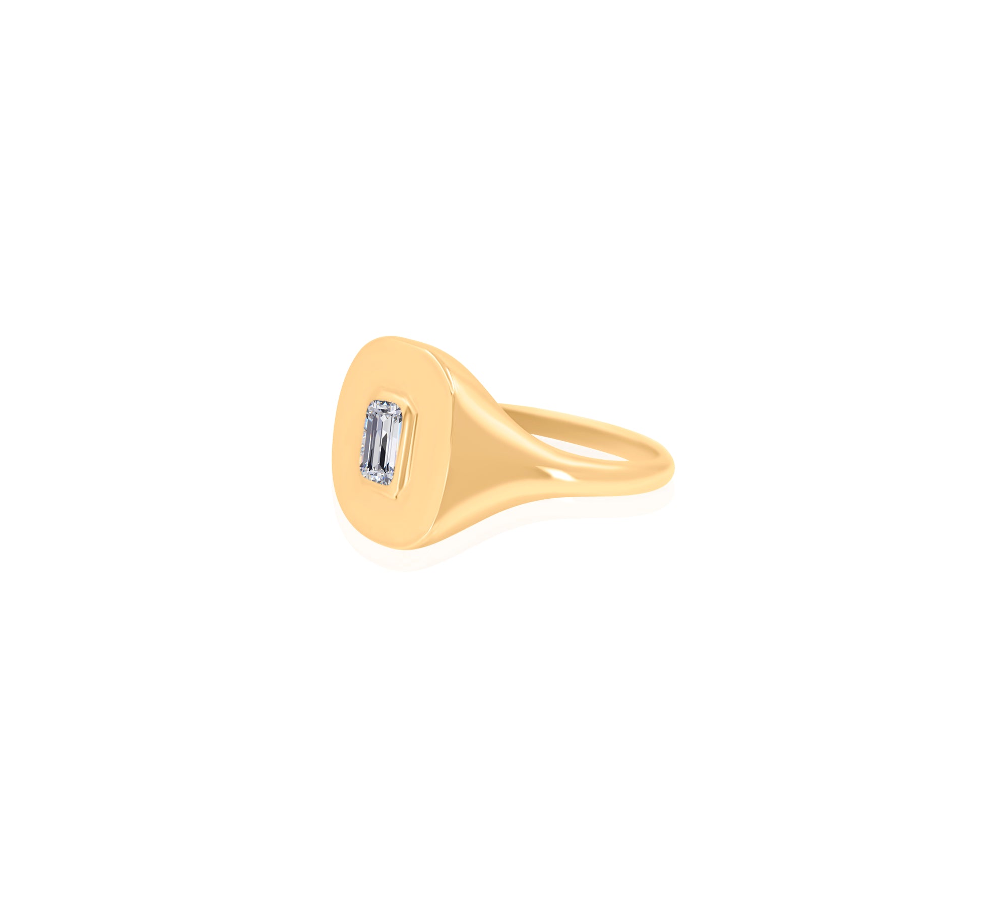 Gold Diamond Rectangle Signet Ring