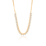 Gold Half Lab Grown Pear Bezel Necklace