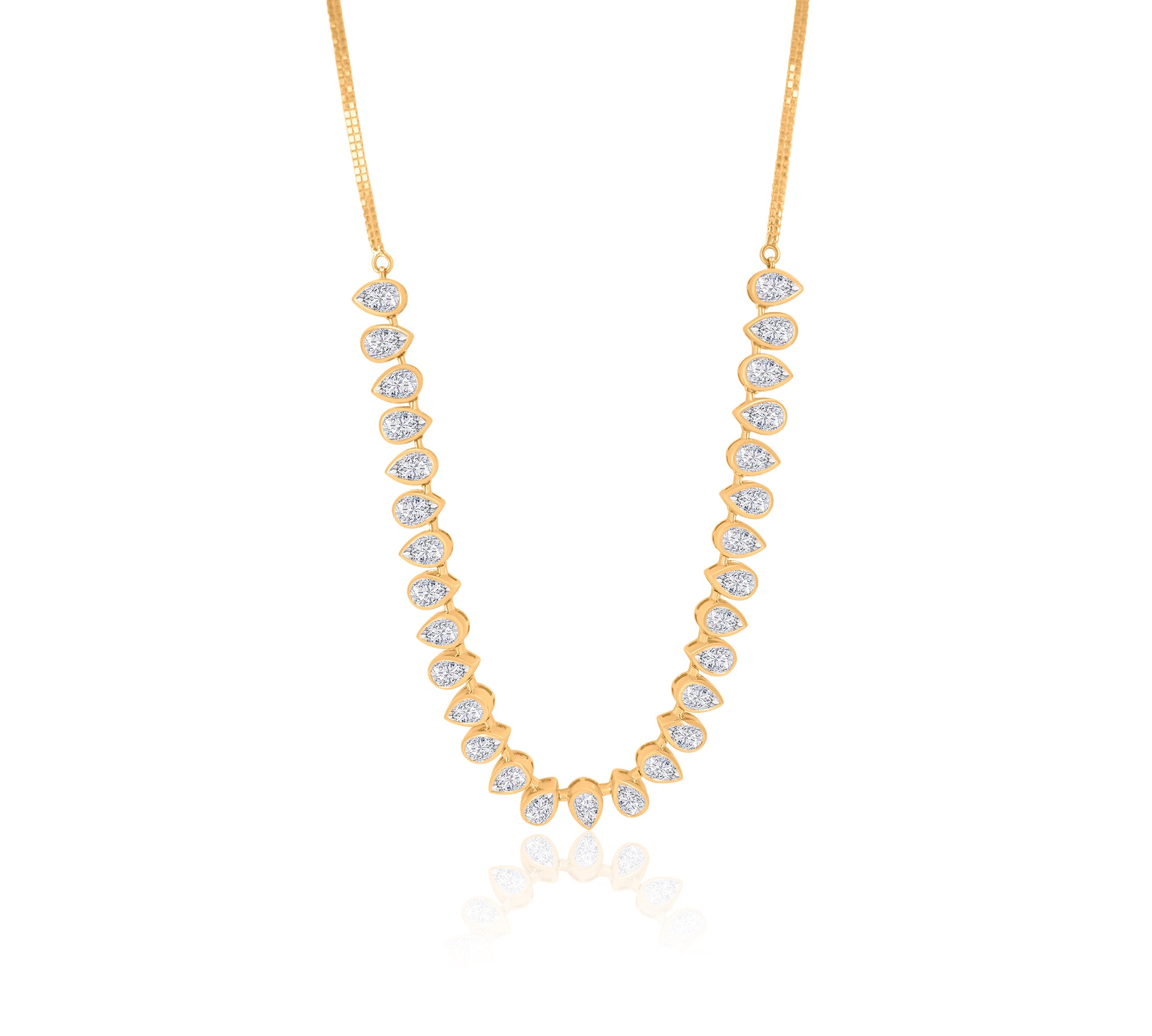 Gold Half Lab Grown Pear Bezel Necklace