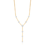 Gold Lab Grown Multi Bezel Lariat Necklace