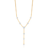 Gold Lab Grown Multi Bezel Lariat Necklace