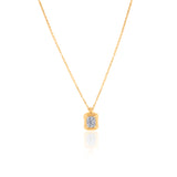 Gold Lab Grown Emerald Cut Pendant Necklace