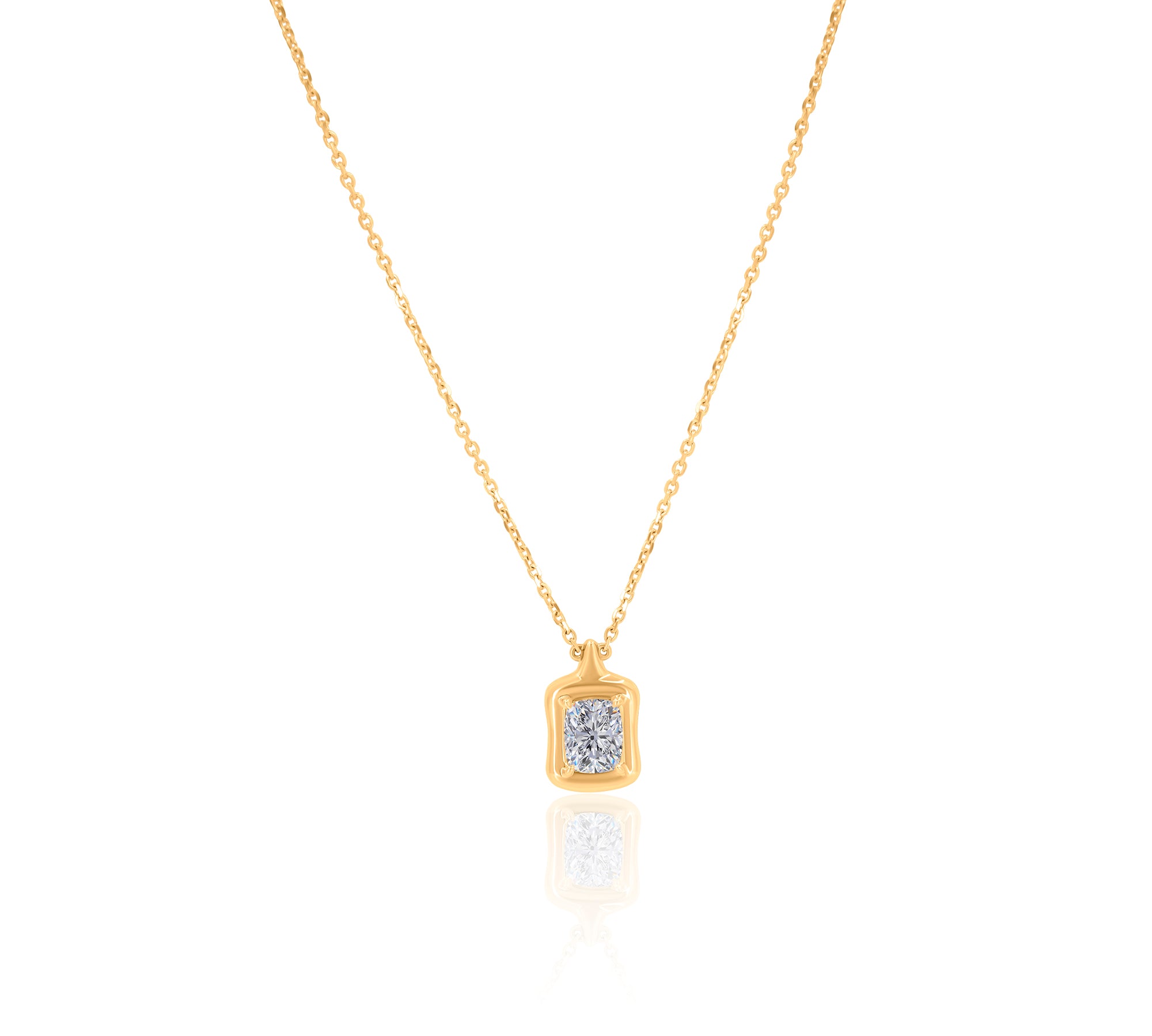 Gold Lab Grown Emerald Cut Pendant Necklace