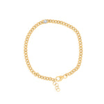 Gold Bezel Diamond Cuban Link Bracelet