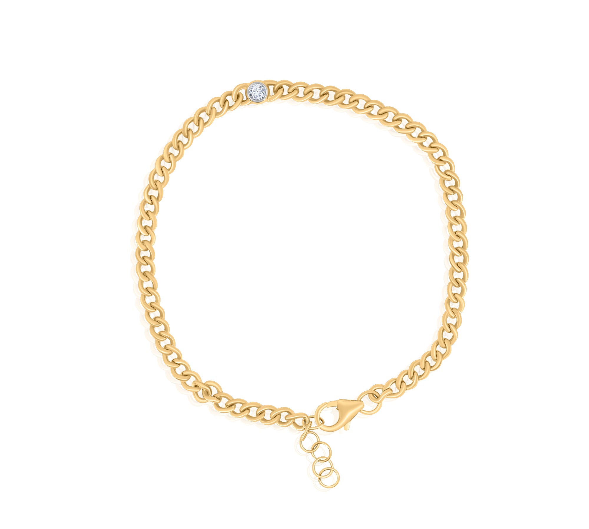Gold Bezel Diamond Cuban Link Bracelet